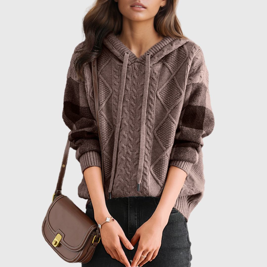 Julie | Pull à Capuche en Tricot Cable