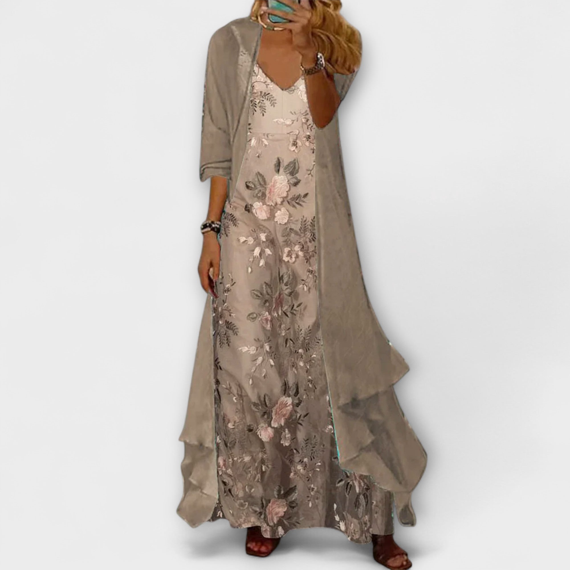 Caroline | Ensemble de robe maxi élégante en deux pièces