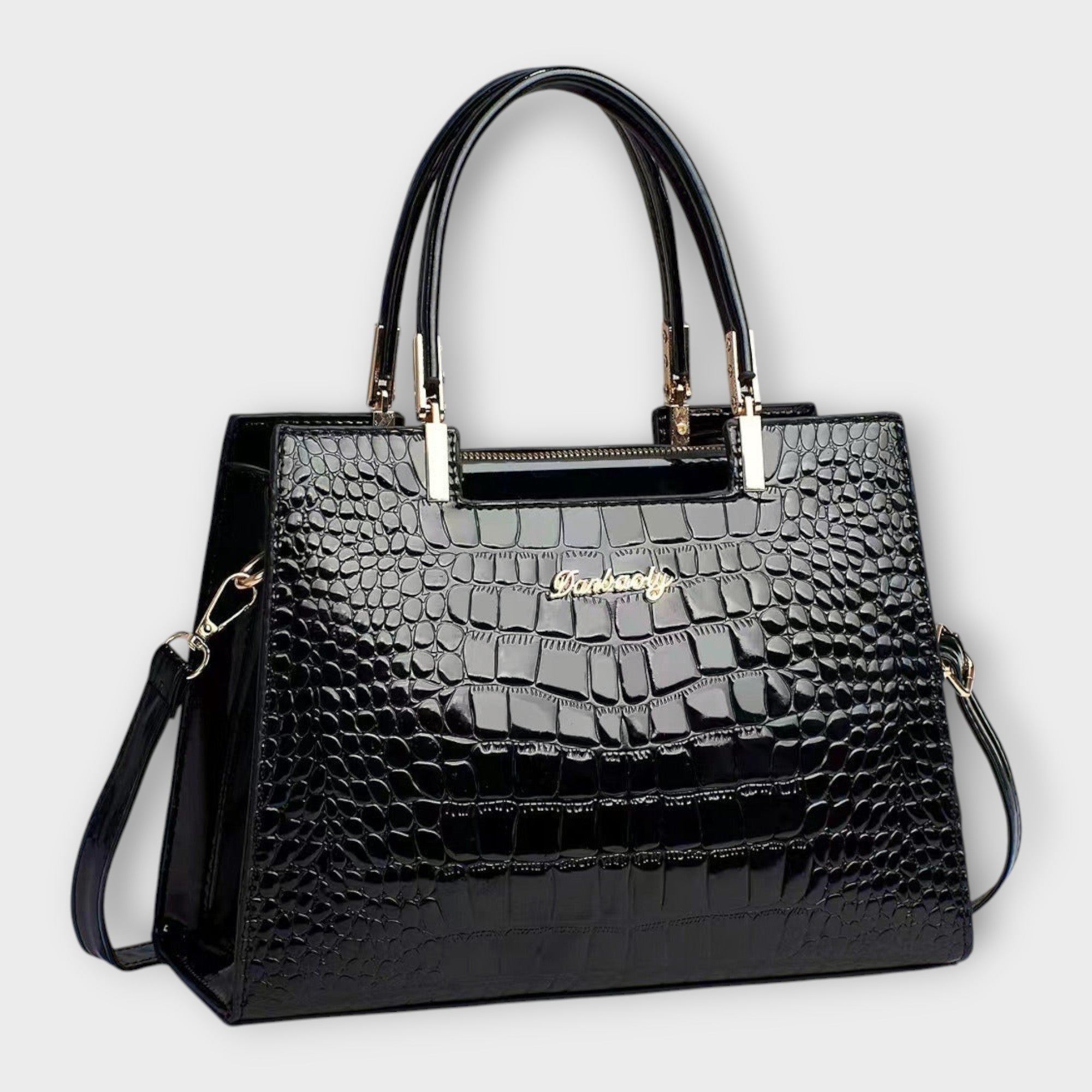 Emilie | Sac à main en cuir crocodile brillant