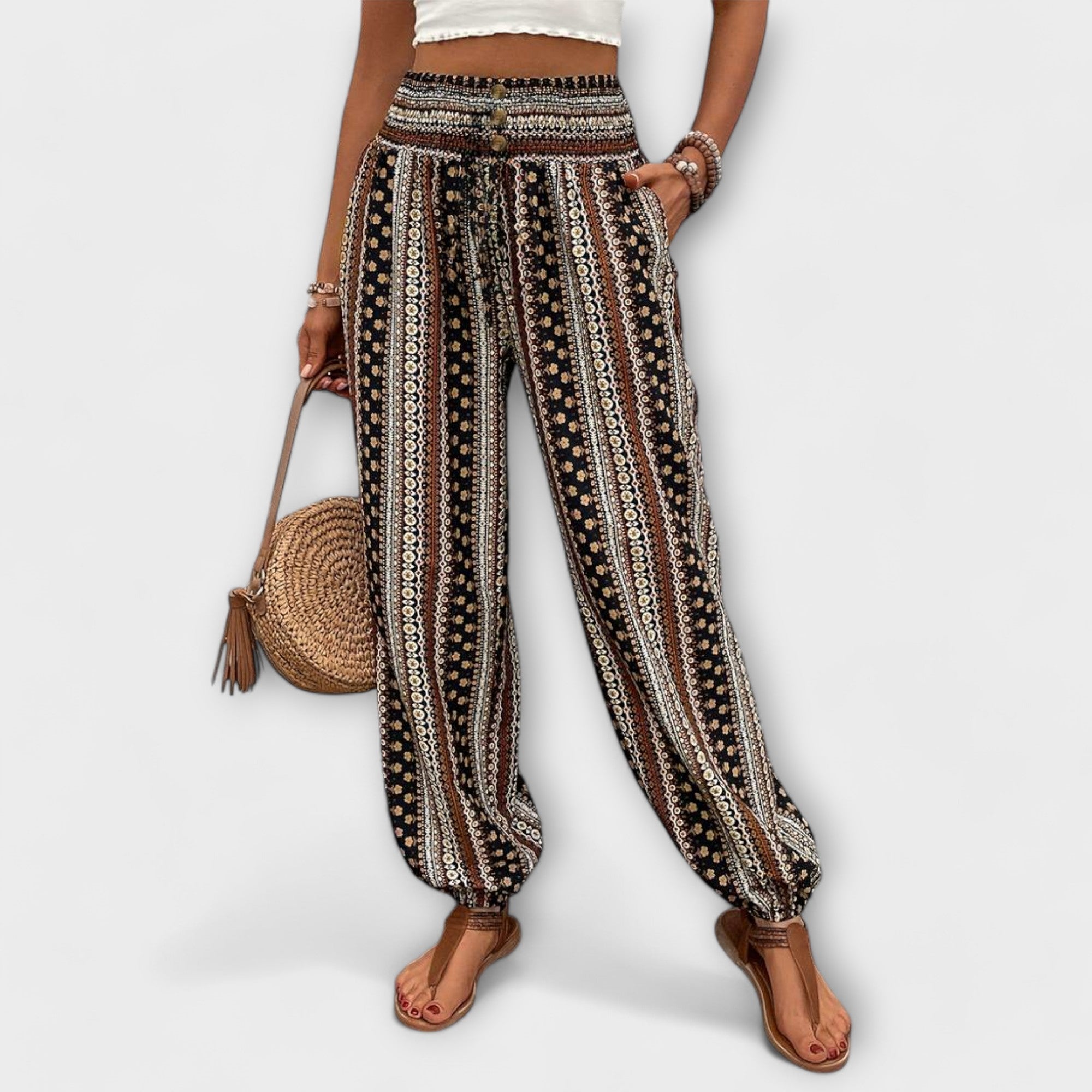 Élise | Pantalons avec Graphique Ethnique