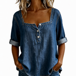 Marceline | Chemise denim col carré