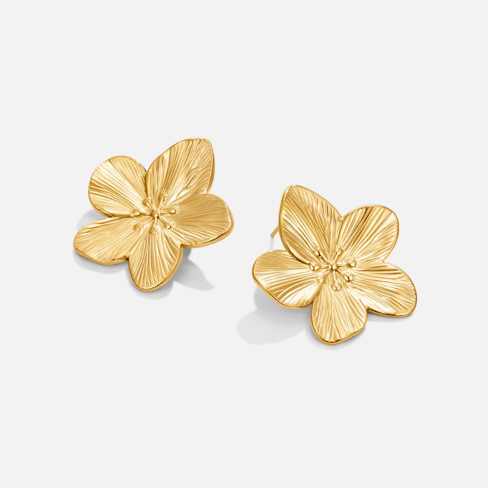 Madeleine – Boucles d'oreilles dorées a forme de fleur