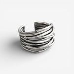 Bague ajustable en argent sterling 925 en couches
